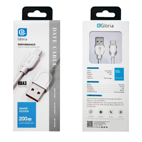 Cabo Lightning para USB Fast Charging 2.4A - 2 Metro
