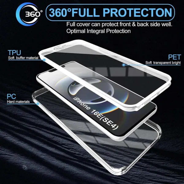Capa 360 iPhone 16E - Full Cover Transparente