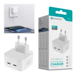 Adaptador de corrente USB-C de 40W 2xPD 20W
