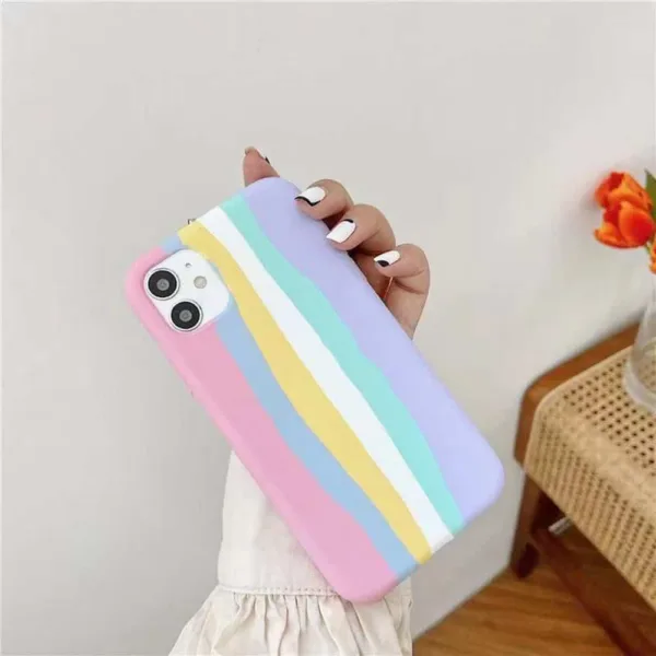 Capa iPhone 7 | iPhone 8 Silicone Líquido Arco-Íris Rosa