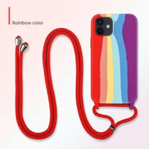 Capa iPhone 11 12 | 12 Pro com Cordão - Arco-íris Vermelho