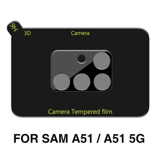 Película de Vidro Temperado Câmera Traseira Samsung Galaxy A51 4G&5G - Premium Preto