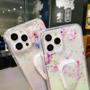 Capa Xiaomi Redmi Note 9s | 9 Pro Glitter Flor com Suporte - Verde - Image 1