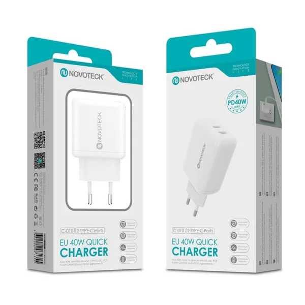 Adaptador de corrente USB-C de 40W 2xPD 20W