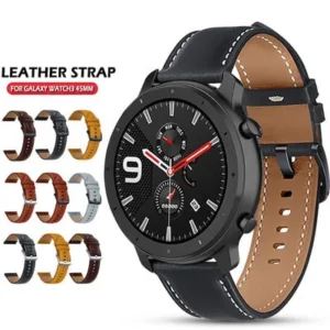 Bracelete em couro para Amazfit GTR 47 mm/ 3 Pro 2 2e/Stratos 3 2 2S, Huami Amazfit GTR 47 mm/ 3 Pro 2 2e/Stratos 3 2 2S