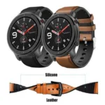 Bracelete de silicone em couro para Amazfit GTR 47 mm