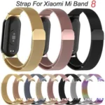 Bracelete em aco inoxidavel magnetica para Mi Band 8 Smartwatch