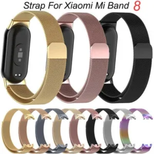 Bracelete em aco inoxidavel magnetica para Mi Band 8 Smartwatch