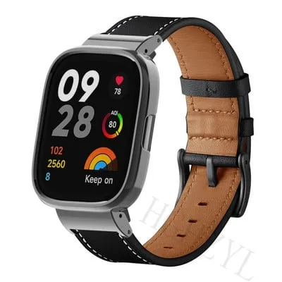 Capa protetora em aco inoxidavel em couro para Redmi Watch 2 3 Lite Metalno ku, Xiaomi mi watch Lite