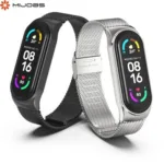 Bracelete milanesa em aco inoxidavel para Mi Band 5 6 7 8 Metalna milanska