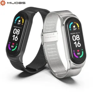 Bracelete milanesa em aco inoxidavel para Mi Band 5 6 7 8 Metalna milanska