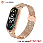 Bracelete milanesa em aco inoxidavel para Mi Band 5 6 7 8 Metalna milanska