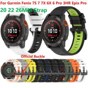 Bracelete de silicone para Garmin Fenix 7X 7 7S 6X 6 Pro 6S 5 5X Plus