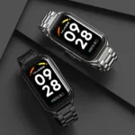 Bracelete em aco inoxidavel para Mi Band 8 Active, Smart Band 8 Active Metalni
