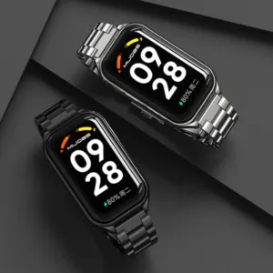 Bracelete em aco inoxidavel para Mi Band 8 Active, Smart Band 8 Active Metalni