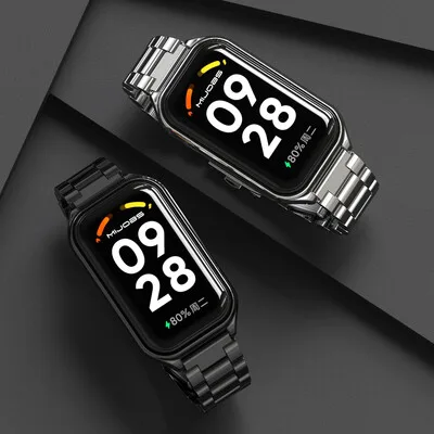 Bracelete em aco inoxidavel para Mi Band 8 Active, Smart Band 8 Active Metalni Bracelete em aco inoxidavel para Mi Band 8 Active, Smart Band 8 Active Metalni