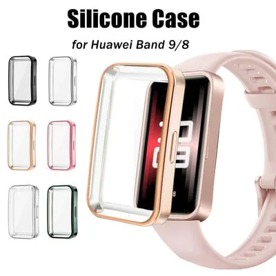 Capa protetora TPU para Huawei Band 9/8 Shell Frame Bumper Protector Screen Glass Band9 Full Clear Protective Capa protetora TPU para Huawei Band 9/8 Shell Frame Bumper Protector Screen Glass Band9 Full Clear Protective