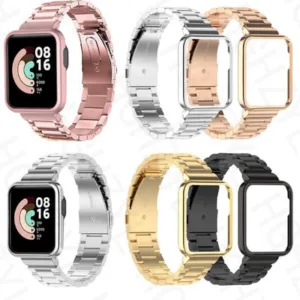 Capa protetora em aco inoxidavel para Redmi Watch Metal, Xiaomi Mi Watch Lite 3 2 Active Strap