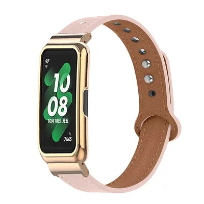 Capa protetora em aco inoxidavel em couro para Huawei Band 8 Smartband Ko, Huawei Band 9 Capa protetora em aco inoxidavel em couro para Huawei Band 8 Smartband Ko, Huawei Band 9
