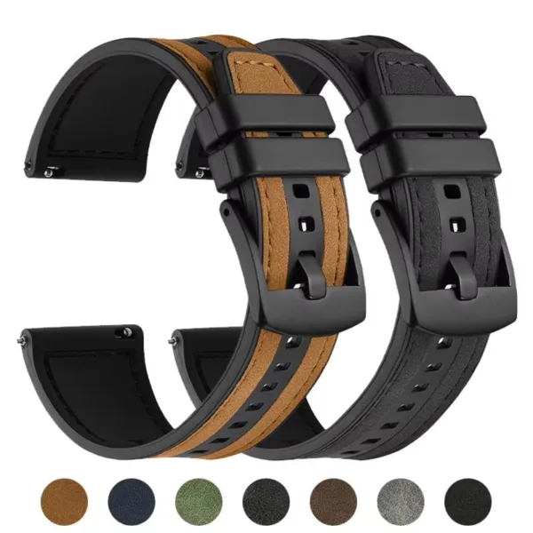 Bracelete de silicone em couro para Samsung Watch Huawei Gt3 22mm Univerzalni silikonski ko Bracelete de silicone em couro para Samsung Watch Huawei Gt3 22mm Univerzalni silikonski ko