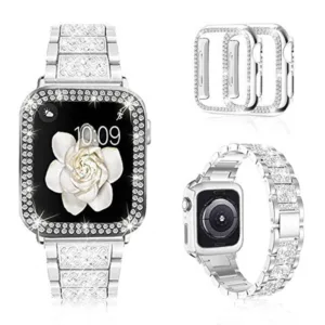 Bracelete em aco inoxidavel brilhante para Apple Watch, Apple Watch 1-7, iWatch