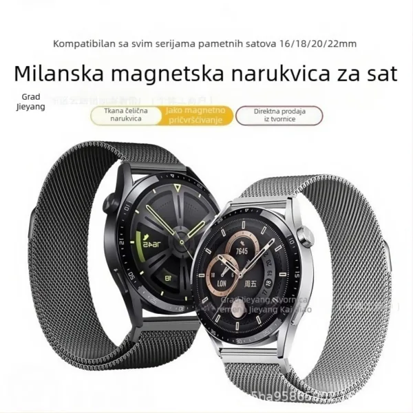 Bracelete milanesa em aco inoxidavel para Huawei Watch GT5/Watch5 Bracelete milanesa em aco inoxidavel para Huawei Watch GT5/Watch5