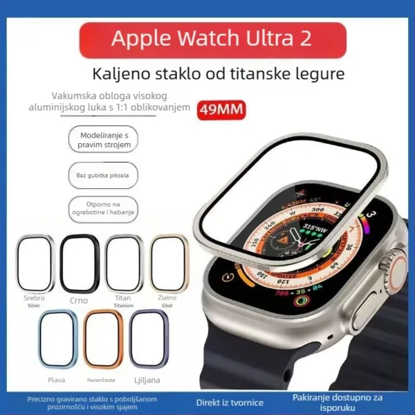 Pelicula de vidro em aco inoxidavel para Apple Watch Ultra
