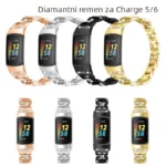 Bracelete em aco inoxidavel brilhante para Fitbit Charge5/Charge6