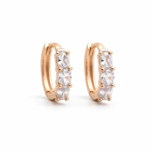 Brincos dourados rosa modelo B com cristais transparentes