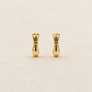 Brincos fashion dourados laço com gota polida