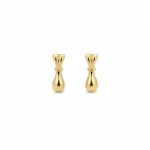 Brincos fashion dourados laço com gota polida