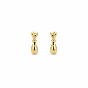 Brincos fashion dourados laço com gota polida