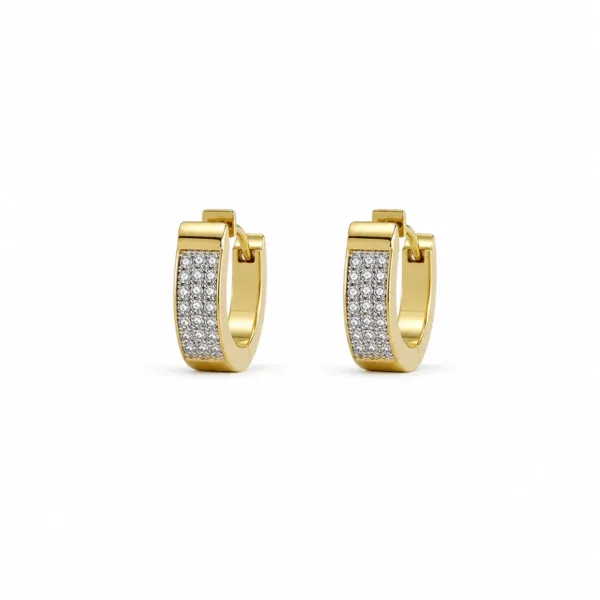 Brincos dourados retangulares com pavé de cristais