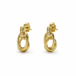 Brincos dourados com laço oval dourado
