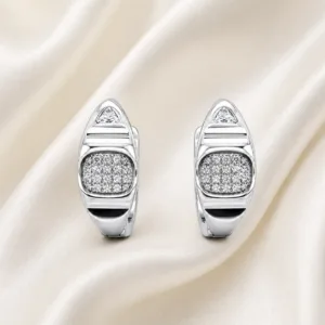 argolas prateadas sofisticadas em forma de escudo com cristais em cetim marfim, refer锚ncia 85375-10