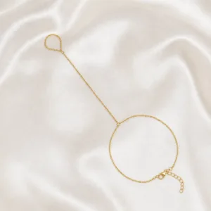 pulseira de mão dourada lisa e minimalista em cetim marfim, referência 85474-1