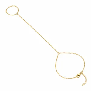 pulseira de mão dourada lisa e minimalista em fundo branco, referência 85474-1