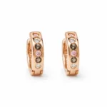 Brincos dourados rosa com cristais multicoloridos - Modelo A