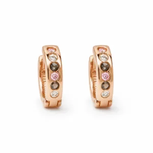 Brincos dourados rosa com cristais multicoloridos - Modelo A