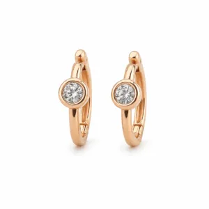 Brincos dourados rosa com cristal redondo - Modelo B