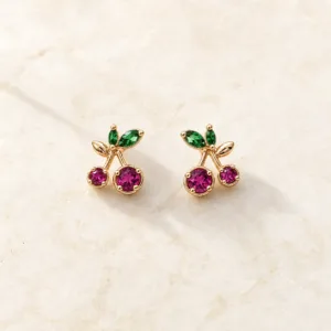 Brincos Dourados Rosa de Cereja com Cristais Vermelhos ou Roxos - Image 6