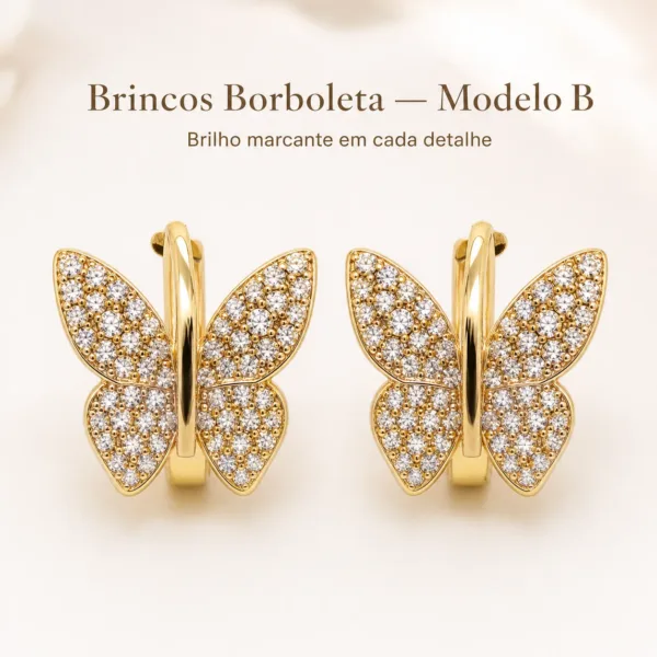 Brincos borboleta com cristais Modelo B